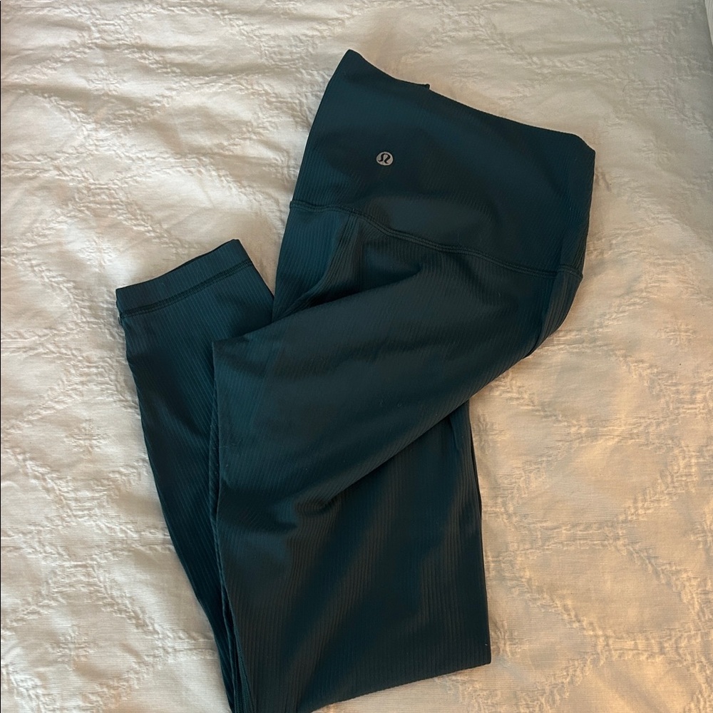 lululemon athletica Dark Teal Ribbed Leggings align HR 7/8 Sz 8